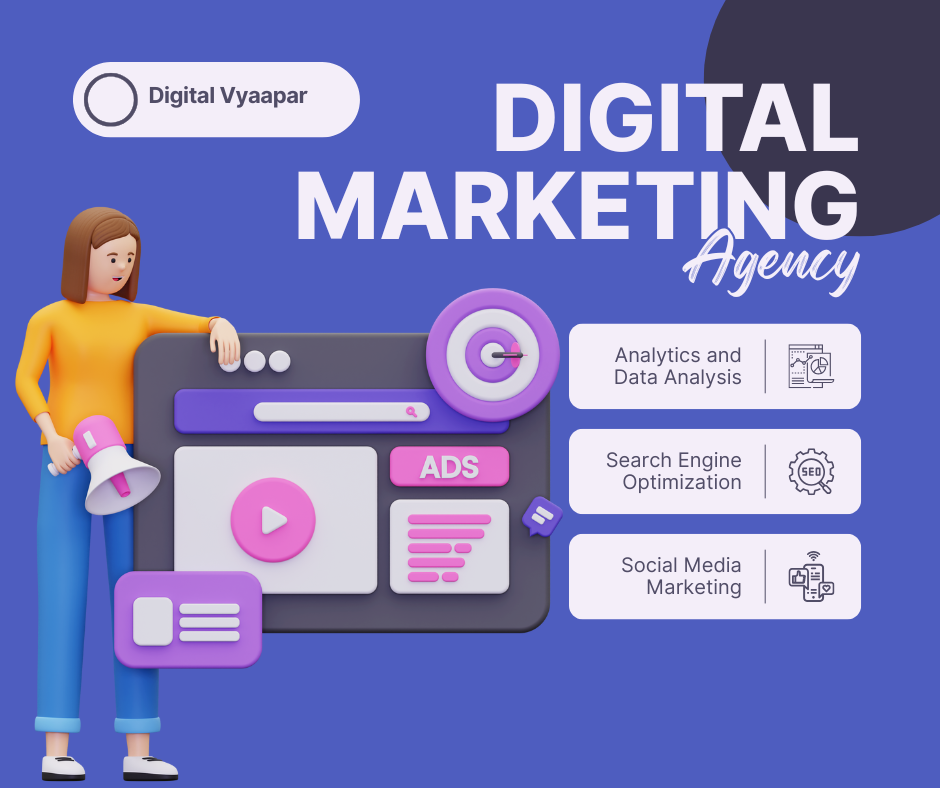 purple white and yellow playful digital marketing facebook post